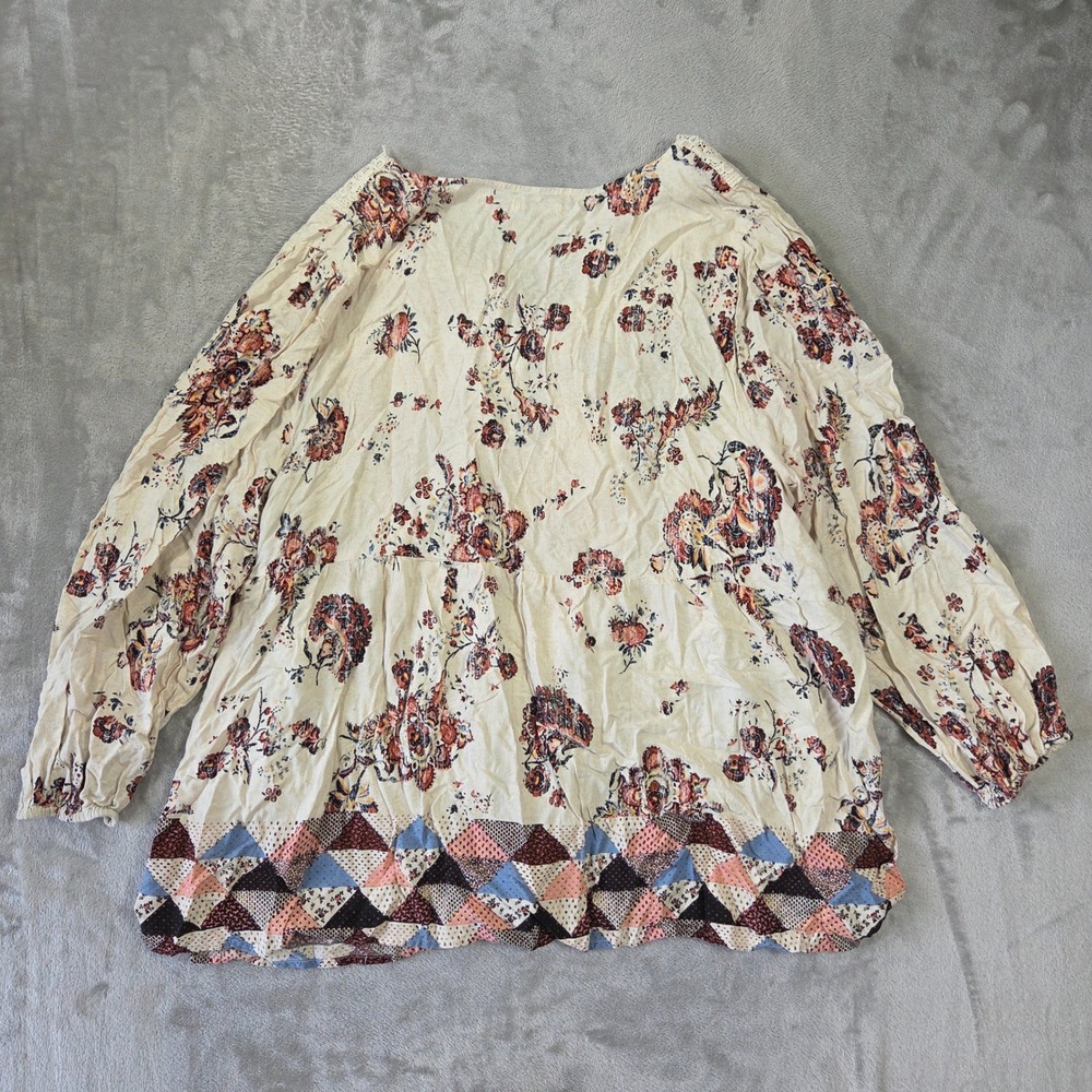 Maurices Boho Floral Crochet Lace V-Neck Babydoll Blouse Cream Top Western Boho - Picture 6 of 6